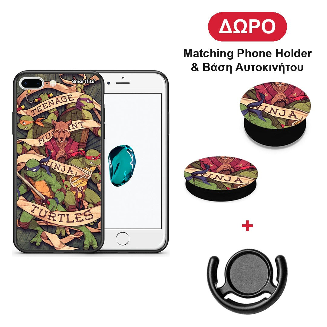 Ninja Turtles - iPhone 7 Plus / 8 Plus θήκη + Δώρο Phone Holder & Βάση Αυτοκινήτου