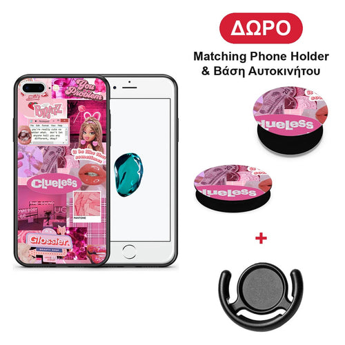 Pink Love - iPhone 7 Plus / 8 Plus θήκη + Δώρο Phone Holder & Βάση Αυτοκινήτου