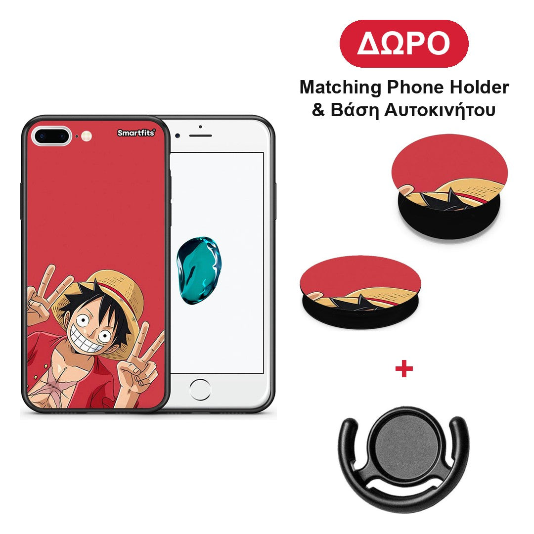 Pirate Luffy - iPhone 7 Plus / 8 Plus θήκη + Δώρο Phone Holder & Βάση Αυτοκινήτου