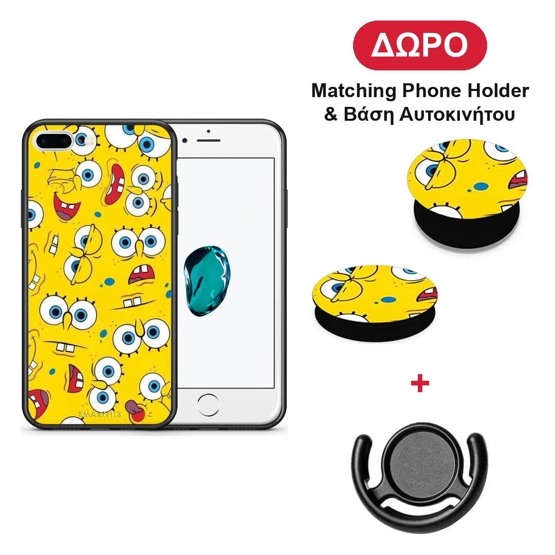 PopArt Sponge - iPhone 7 Plus / 8 Plus θήκη + Δώρο Phone Holder & Βάση Αυτοκινήτου