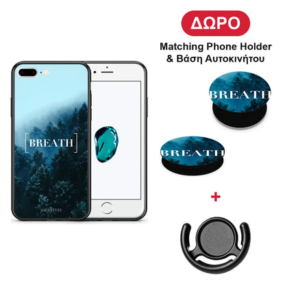 Quote Breath - iPhone 7 Plus / 8 Plus θήκη + Δώρο Phone Holder & Βάση Αυτοκινήτου