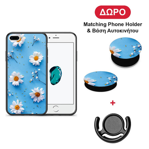 Real Daisies - iPhone 7 Plus / 8 Plus θήκη + Δώρο Phone Holder & Βάση Αυτοκινήτου