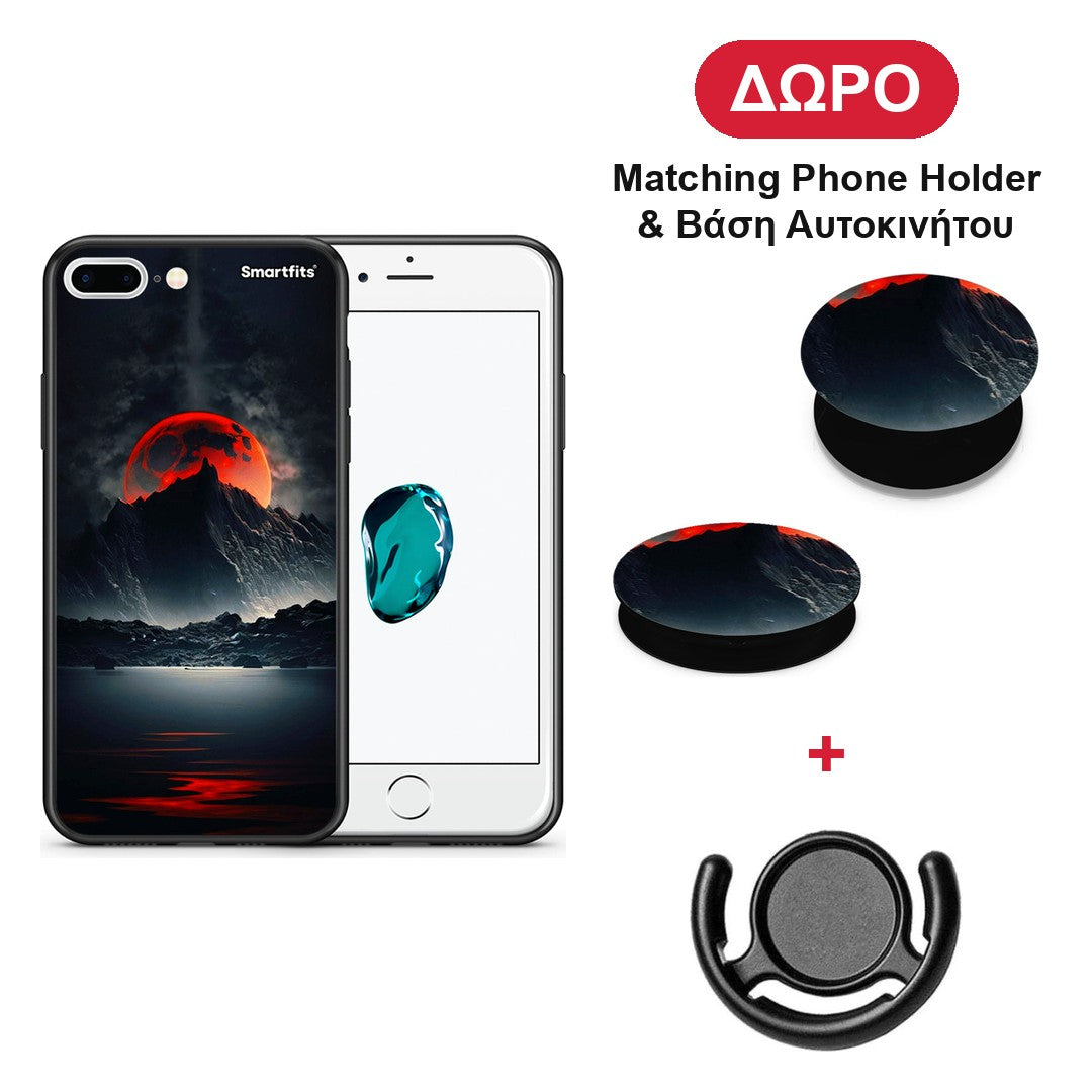 Red Full Moon - iPhone 7 Plus / 8 Plus θήκη + Δώρο Phone Holder & Βάση Αυτοκινήτου