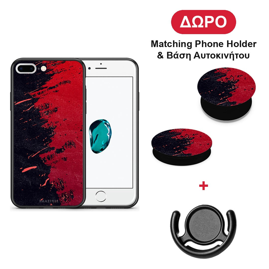 Red Paint - iPhone 7 Plus / 8 Plus θήκη + Δώρο Phone Holder & Βάση Αυτοκινήτου