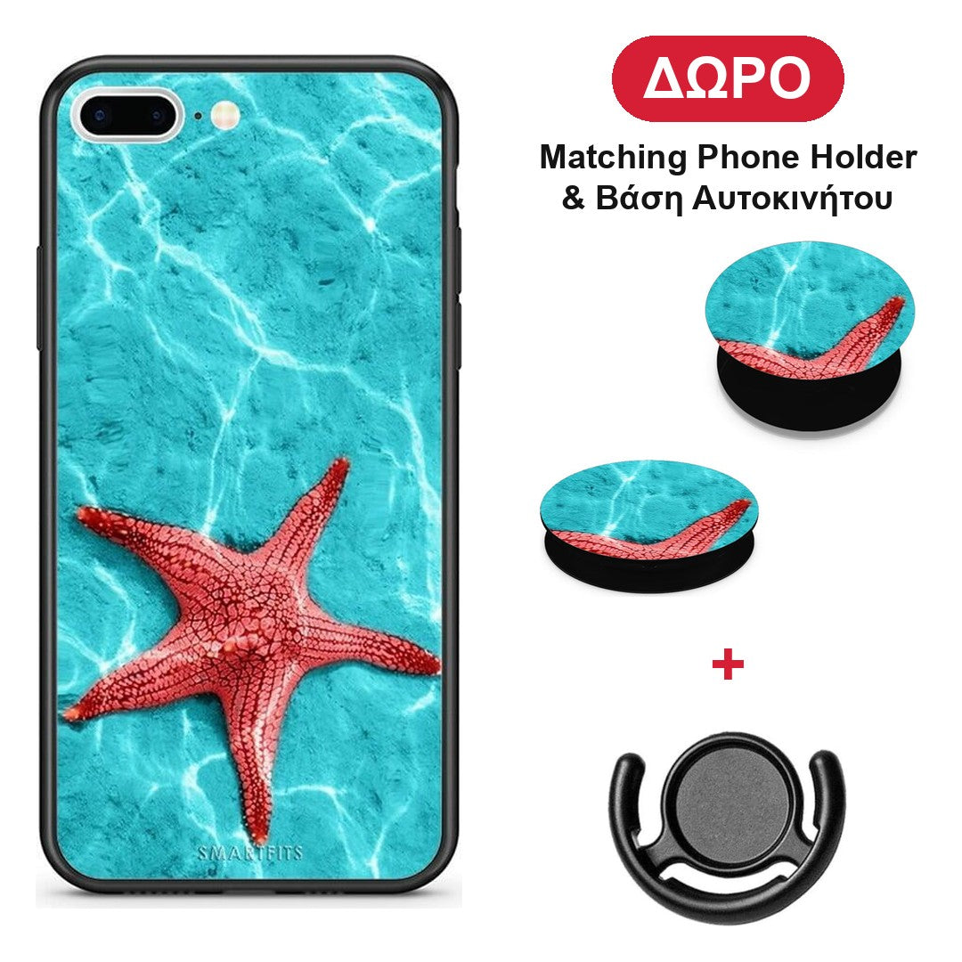 Red Starfish - iPhone 7 Plus / 8 Plus θήκη + Δώρο Phone Holder & Βάση Αυτοκινήτου
