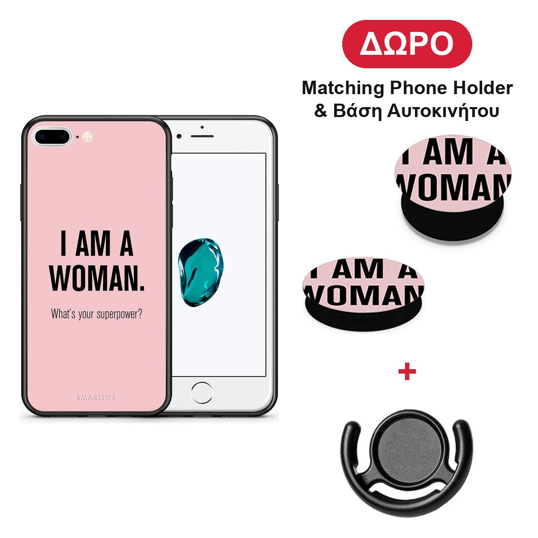 Superpower Woman - iPhone 7 Plus / 8 Plus θήκη + Δώρο Phone Holder & Βάση Αυτοκινήτου