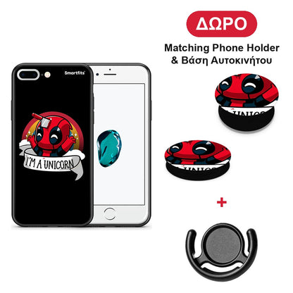Unicorn Deadpool - iPhone 7 Plus / 8 Plus θήκη + Δώρο Phone Holder & Βάση Αυτοκινήτου