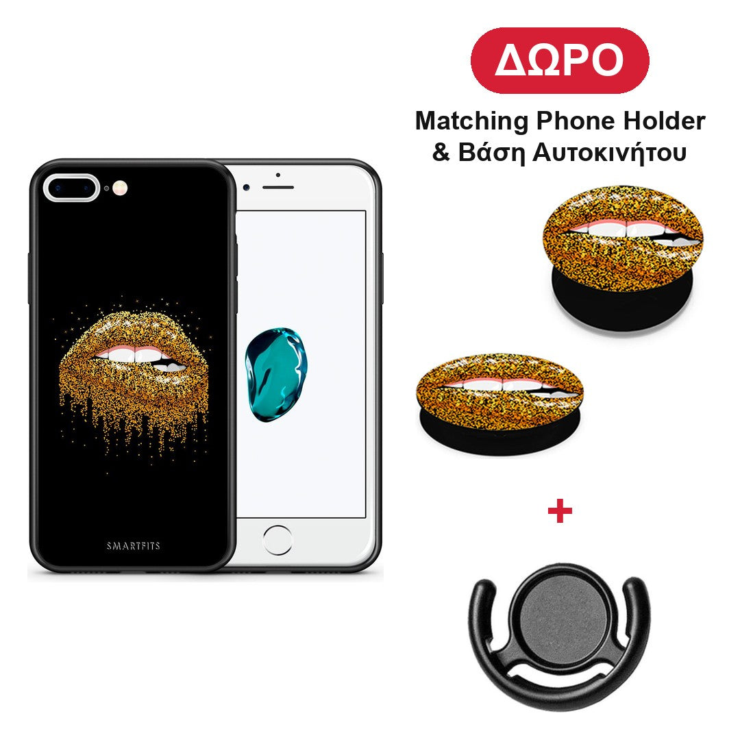 Valentine Golden - iPhone 7 Plus / 8 Plus θήκη + Δώρο Phone Holder & Βάση Αυτοκινήτου