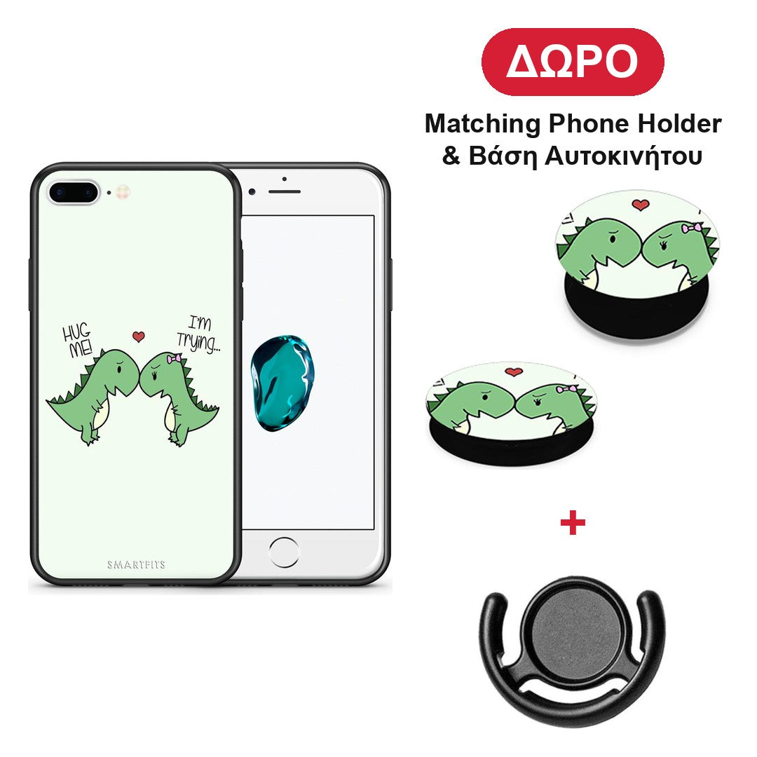 Valentine Rex - iPhone 7 Plus / 8 Plus θήκη + Δώρο Phone Holder & Βάση Αυτοκινήτου