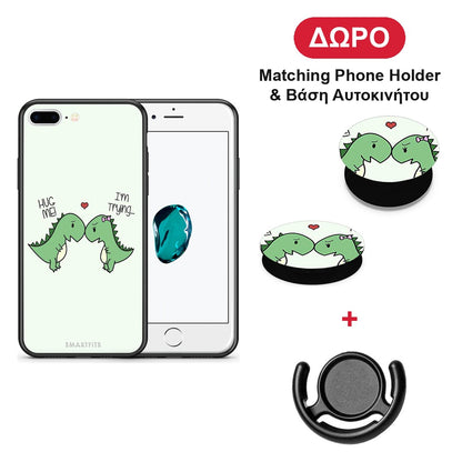 Valentine Rex - iPhone 7 Plus / 8 Plus θήκη + Δώρο Phone Holder & Βάση Αυτοκινήτου