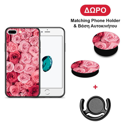 Valentine RoseGarden - iPhone 7 Plus / 8 Plus θήκη + Δώρο Phone Holder & Βάση Αυτοκινήτου