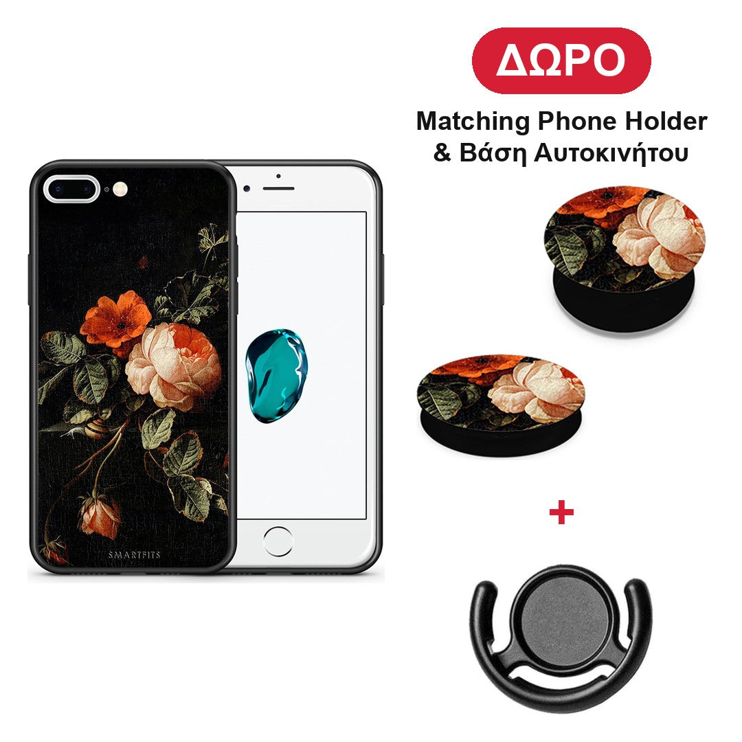 Vintage Roses - iPhone 7 Plus / 8 Plus θήκη + Δώρο Phone Holder & Βάση Αυτοκινήτου