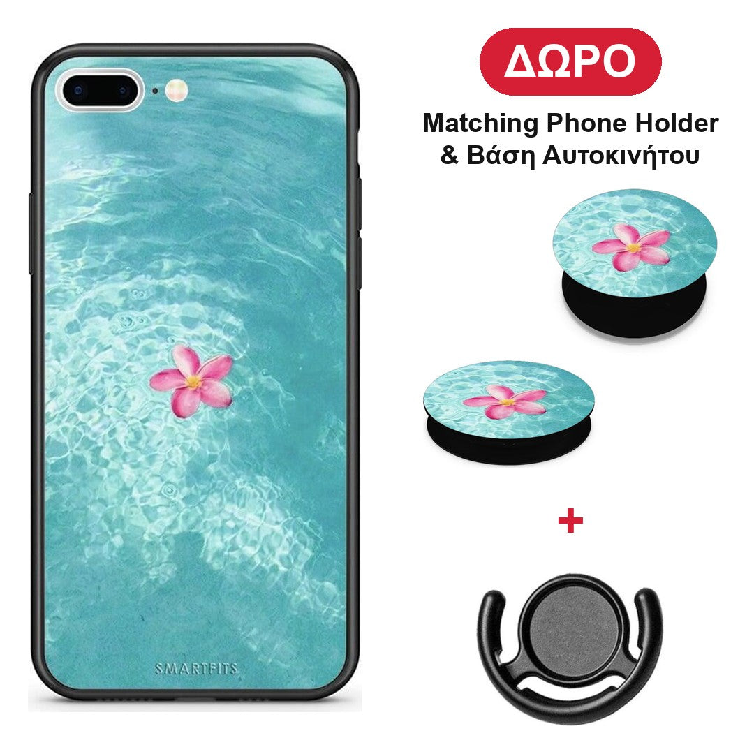 Water Flower - iPhone 7 Plus / 8 Plus θήκη + Δώρο Phone Holder & Βάση Αυτοκινήτου