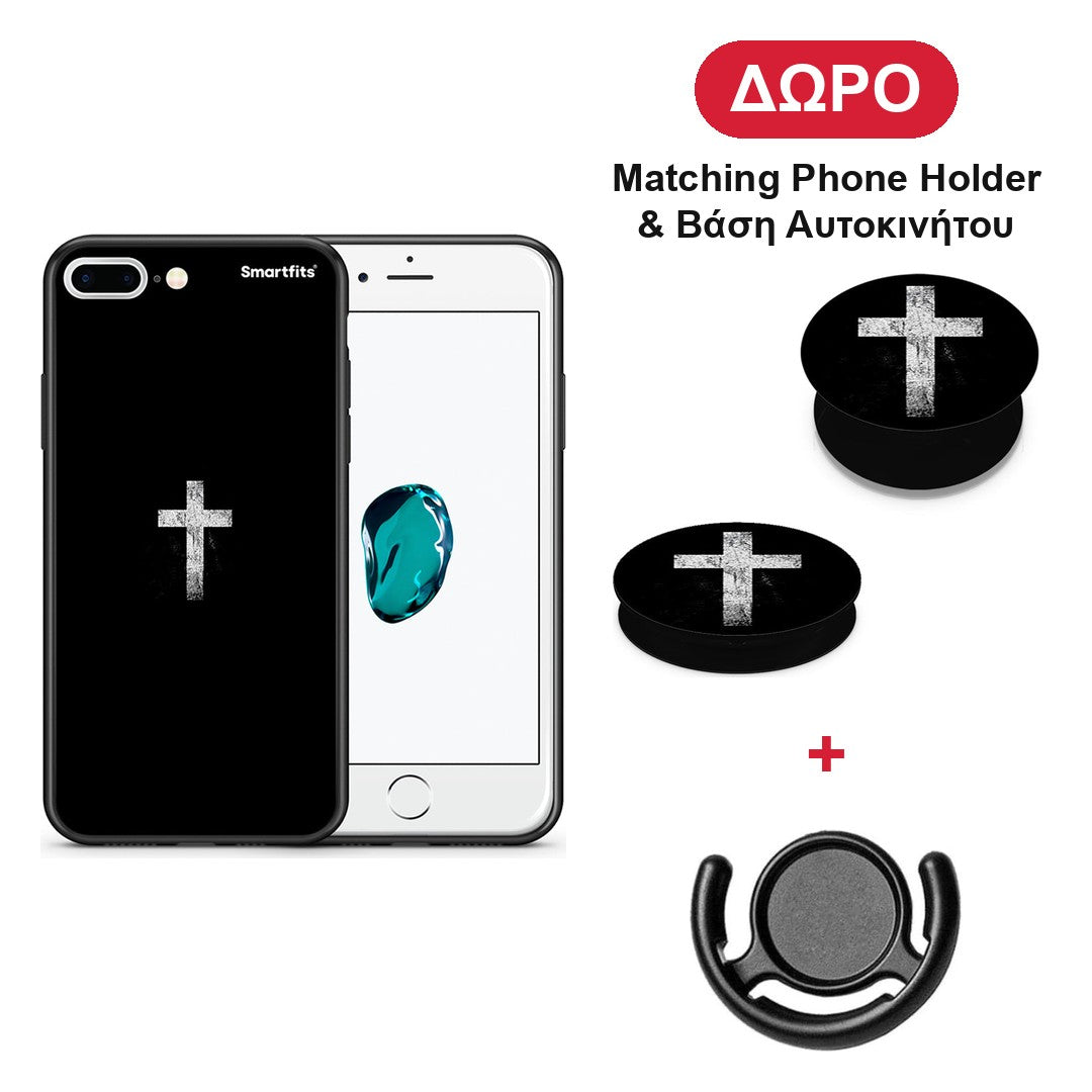 White Cross - iPhone 7 Plus / 8 Plus θήκη + Δώρο Phone Holder & Βάση Αυτοκινήτου