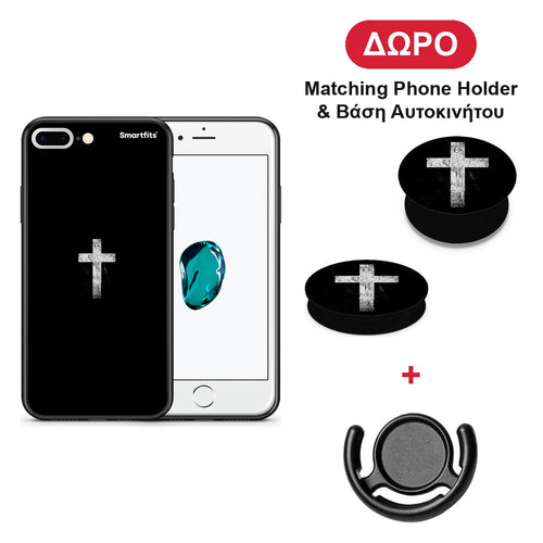 White Cross - iPhone 7 Plus / 8 Plus θήκη + Δώρο Phone Holder & Βάση Αυτοκινήτου