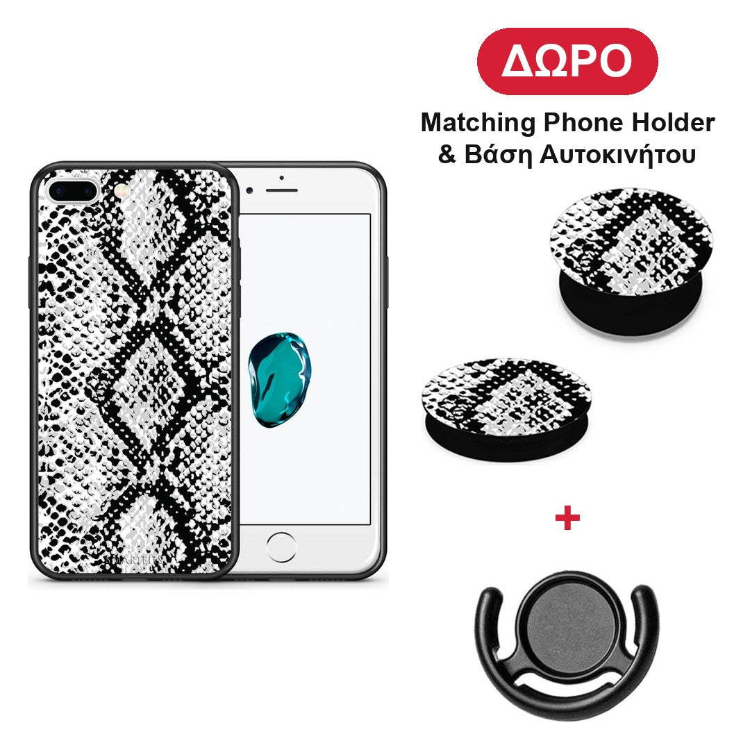 Animal White Snake - iPhone 7 Plus / 8 Plus θήκη + Δώρο Phone Holder & Βάση Αυτοκινήτου