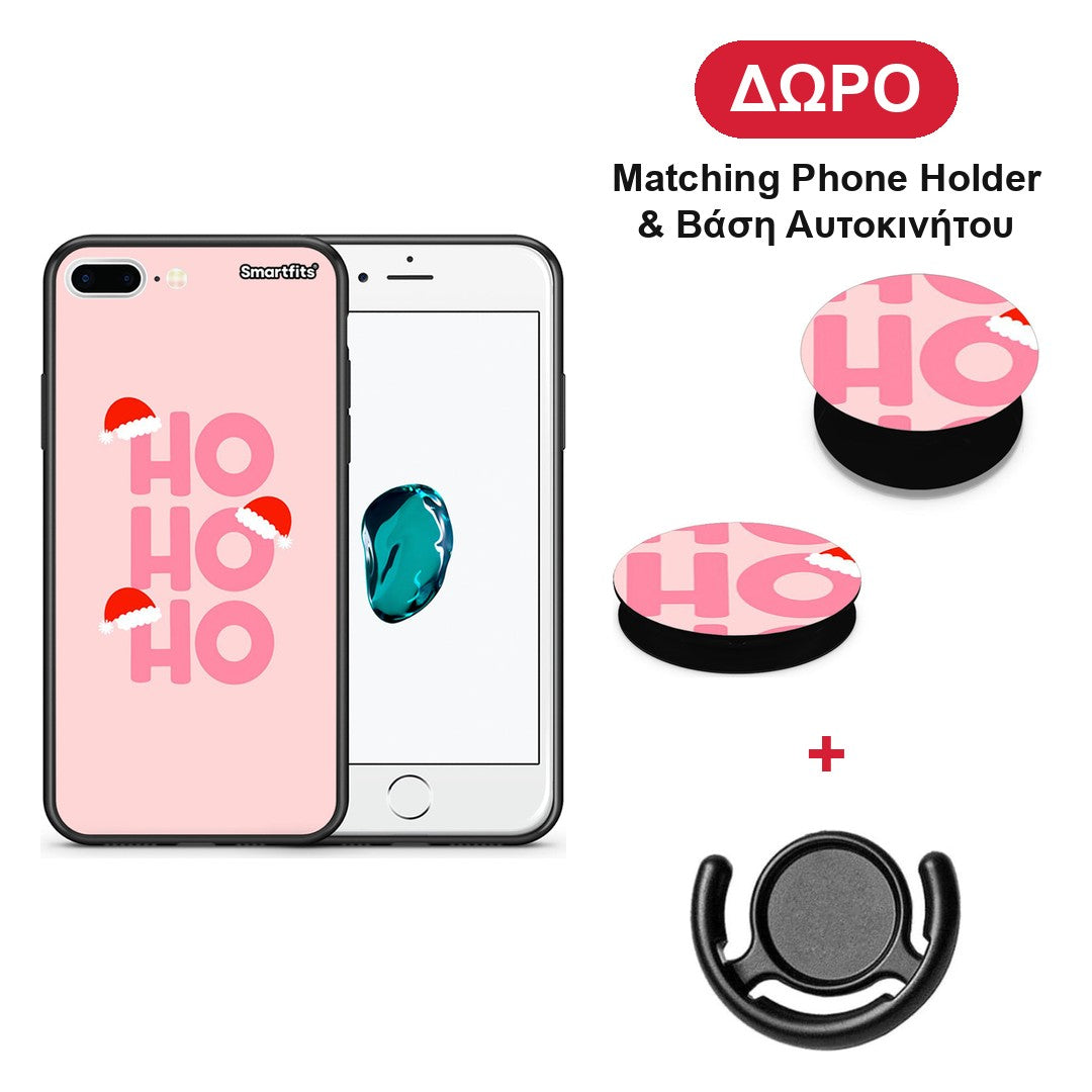 Xmas Ho Ho Ho - iPhone 7 Plus / 8 Plus θήκη + Δώρο Phone Holder & Βάση Αυτοκινήτου