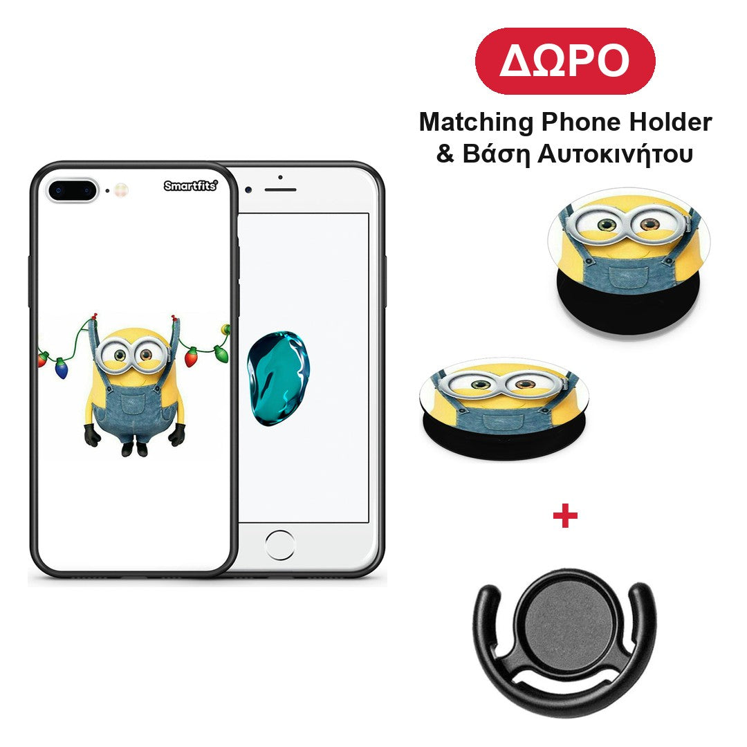 Xmas Minion Lights - iPhone 7 Plus / 8 Plus θήκη + Δώρο Phone Holder & Βάση Αυτοκινήτου
