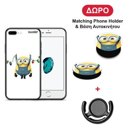 Xmas Minion Lights - iPhone 7 Plus / 8 Plus θήκη + Δώρο Phone Holder & Βάση Αυτοκινήτου
