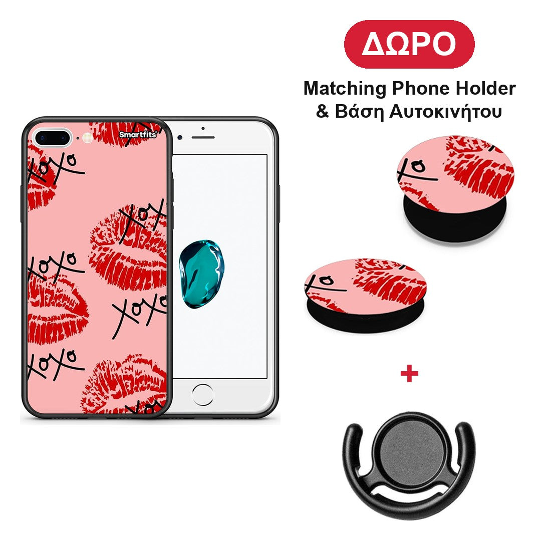 XOXO Lips - iPhone 7 Plus / 8 Plus θήκη + Δώρο Phone Holder & Βάση Αυτοκινήτου