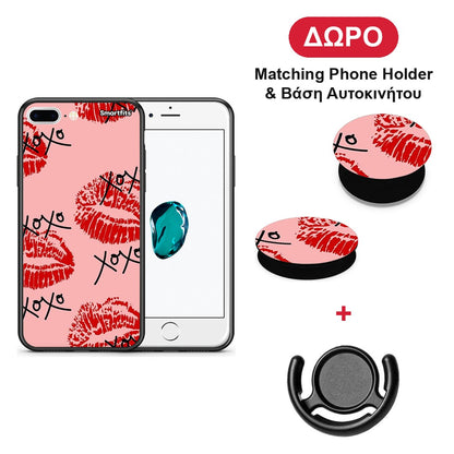 XOXO Lips - iPhone 7 Plus / 8 Plus θήκη + Δώρο Phone Holder & Βάση Αυτοκινήτου