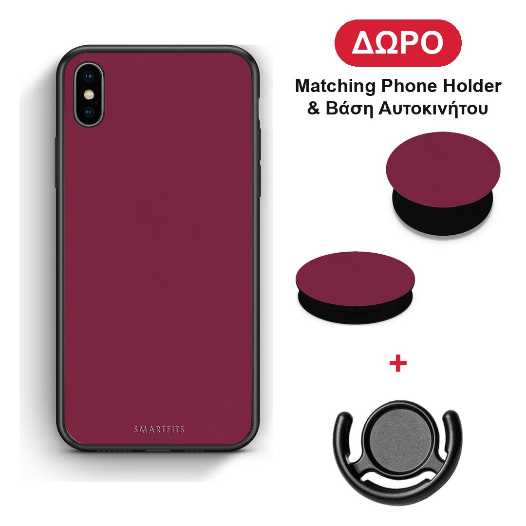 Burgundy - iPhone X / Xs θήκη + Δώρο Phone Holder & Βάση Αυτοκινήτου
