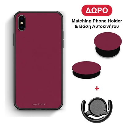 Burgundy - iPhone X / Xs θήκη + Δώρο Phone Holder & Βάση Αυτοκινήτου