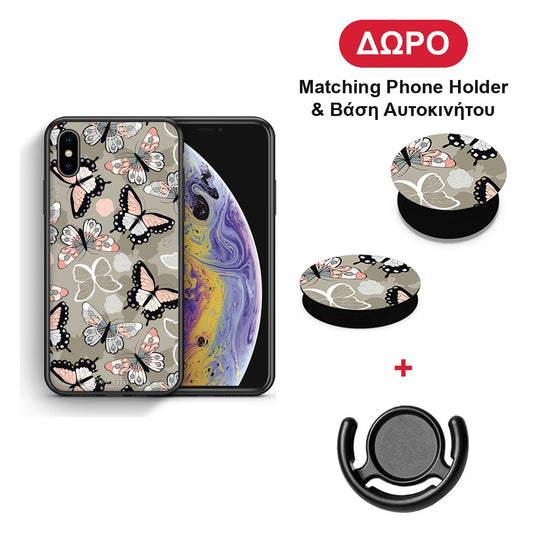 Boho Butterflies - iPhone X / Xs θήκη + Δώρο Phone Holder & Βάση Αυτοκινήτου