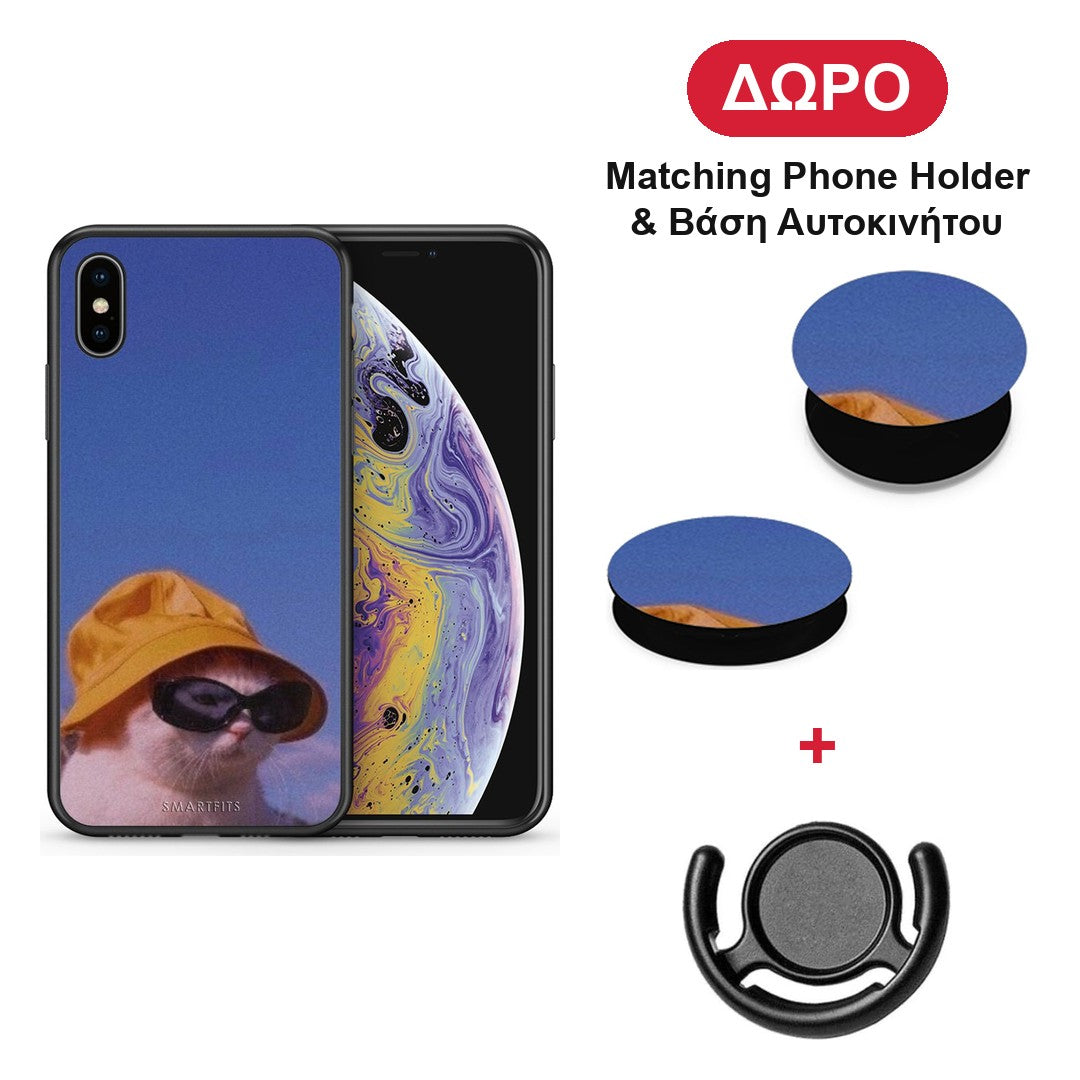 Cat Diva - iPhone X / Xs θήκη + Δώρο Phone Holder & Βάση Αυτοκινήτου