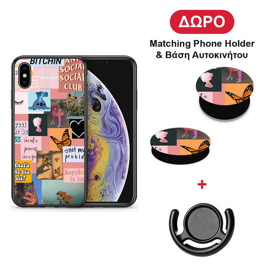 Collage Bitchin - iPhone X / Xs θήκη + Δώρο Phone Holder & Βάση Αυτοκινήτου