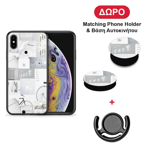 Collage Make Me Wonder - iPhone X / Xs θήκη + Δώρο Phone Holder & Βάση Αυτοκινήτου