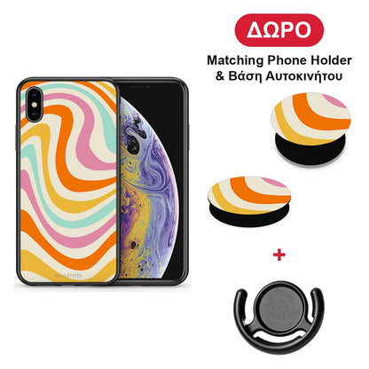 Colourful Waves - iPhone X / Xs θήκη + Δώρο Phone Holder & Βάση Αυτοκινήτου