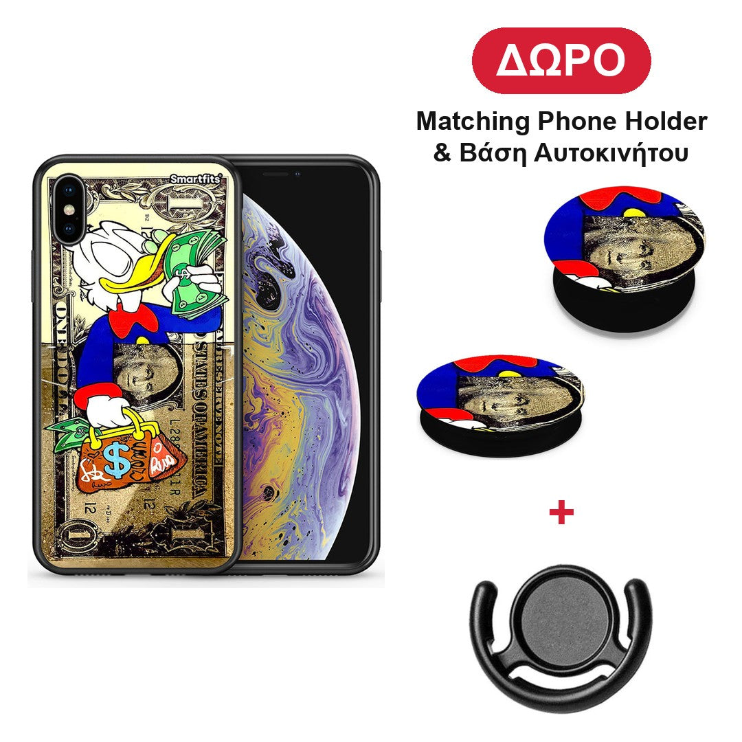 Duck Money - iPhone X / Xs θήκη + Δώρο Phone Holder & Βάση Αυτοκινήτου