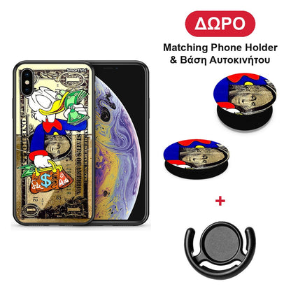 Duck Money - iPhone X / Xs θήκη + Δώρο Phone Holder & Βάση Αυτοκινήτου