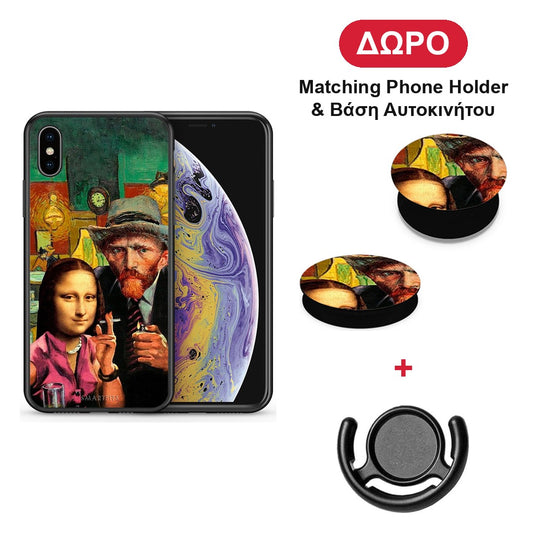 Funny Art - iPhone X / Xs θήκη + Δώρο Phone Holder & Βάση Αυτοκινήτου