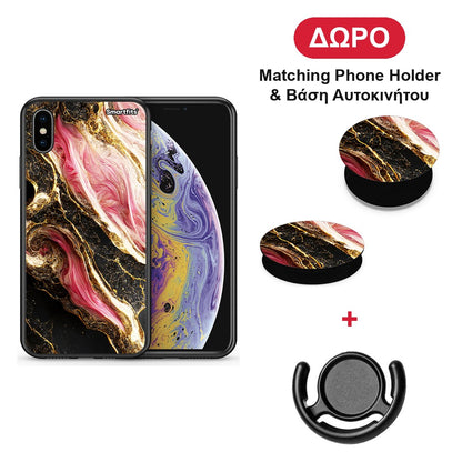 Glamorous Pink Marble - iPhone X / Xs θήκη + Δώρο Phone Holder & Βάση Αυτοκινήτου