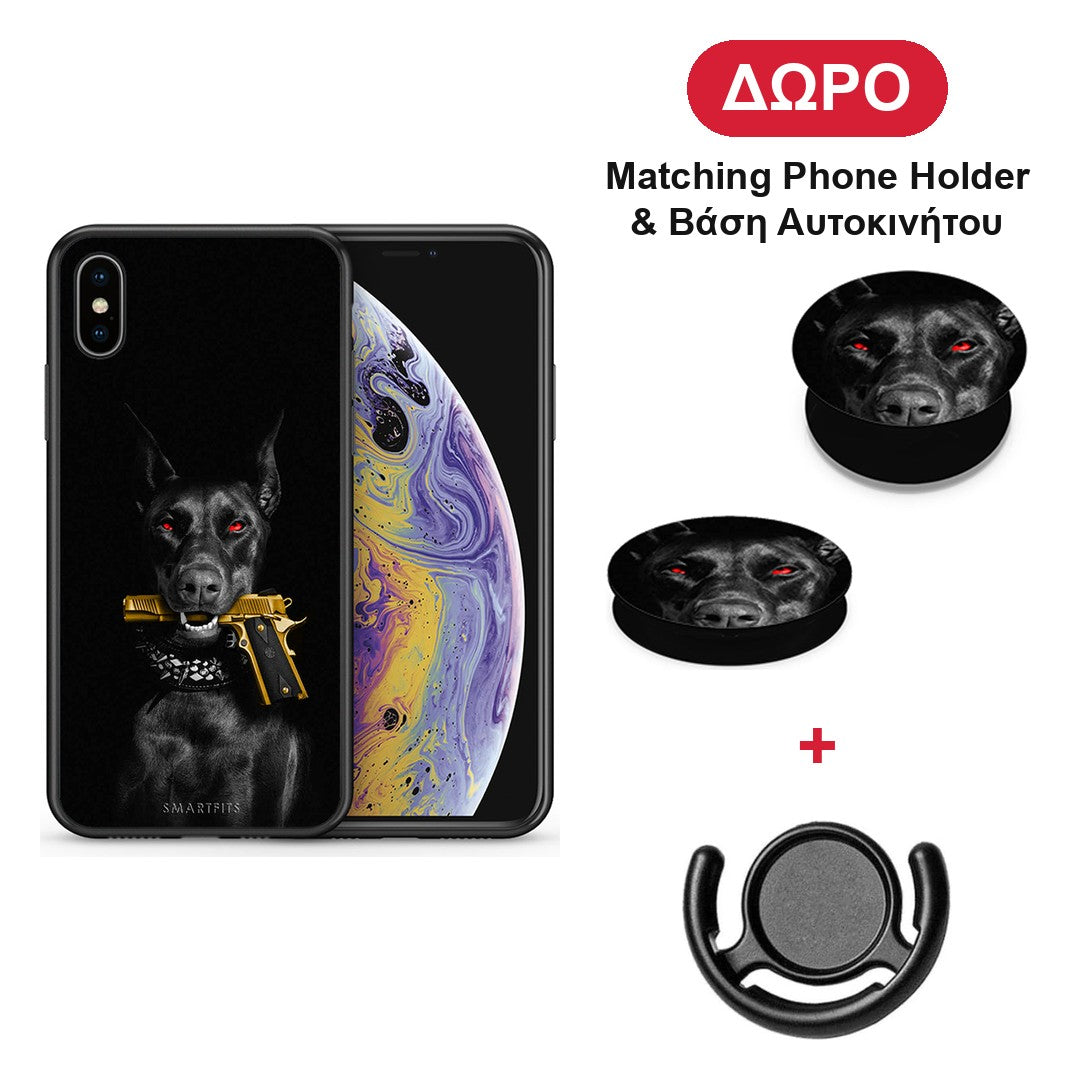 Golden Gun - iPhone X / Xs θήκη + Δώρο Phone Holder & Βάση Αυτοκινήτου