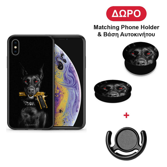 Golden Gun - iPhone X / Xs θήκη + Δώρο Phone Holder & Βάση Αυτοκινήτου