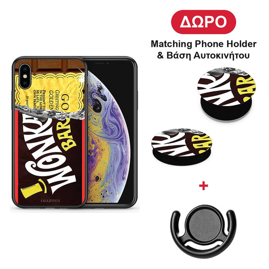 Golden Ticket - iPhone X / Xs θήκη + Δώρο Phone Holder & Βάση Αυτοκινήτου