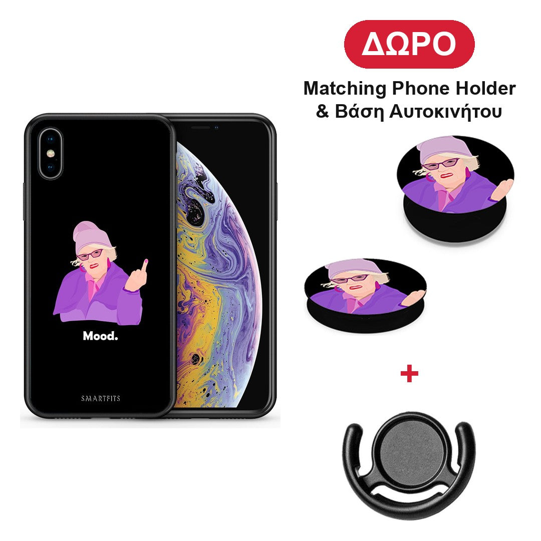 Grandma Mood Black - iPhone X / Xs θήκη + Δώρο Phone Holder & Βάση Αυτοκινήτου