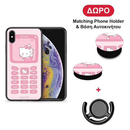Hello Kitten - iPhone X / Xs θήκη + Δώρο Phone Holder & Βάση Αυτοκινήτου