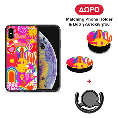 Hippie Love - iPhone X / Xs θήκη + Δώρο Phone Holder & Βάση Αυτοκινήτου
