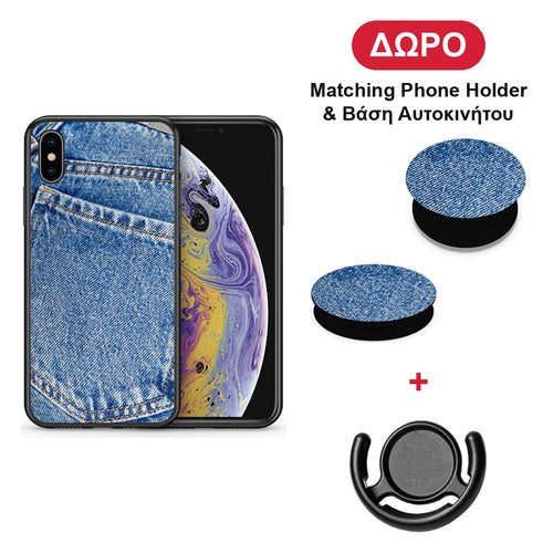 Jeans Pocket - iPhone X / Xs θήκη + Δώρο Phone Holder & Βάση Αυτοκινήτου