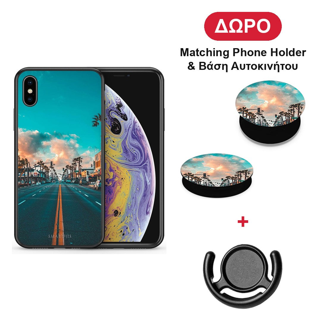 Landscape City - iPhone X / Xs θήκη + Δώρο Phone Holder & Βάση Αυτοκινήτου