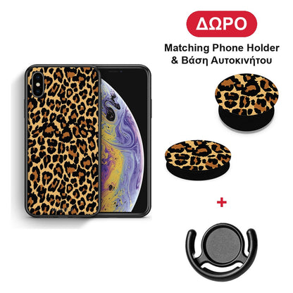 Animal Leopard - iPhone X / Xs θήκη + Δώρο Phone Holder & Βάση Αυτοκινήτου