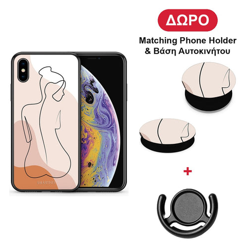 LineArt Woman - iPhone X / Xs θήκη + Δώρο Phone Holder & Βάση Αυτοκινήτου