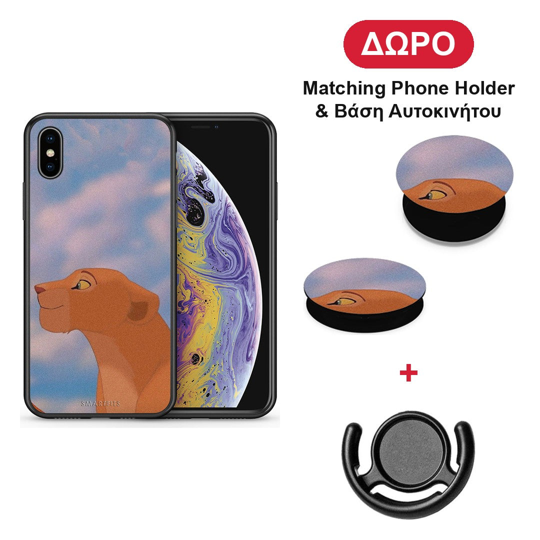 Lion Love 2 - iPhone X / Xs θήκη + Δώρο Phone Holder & Βάση Αυτοκινήτου