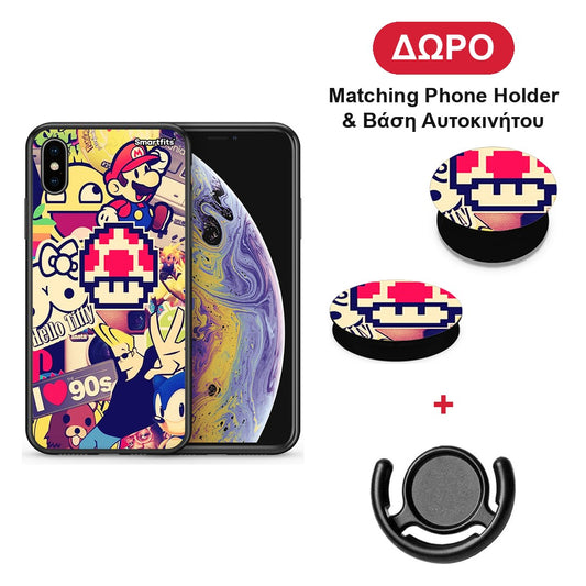 Love The 90s - iPhone X / Xs θήκη + Δώρο Phone Holder & Βάση Αυτοκινήτου