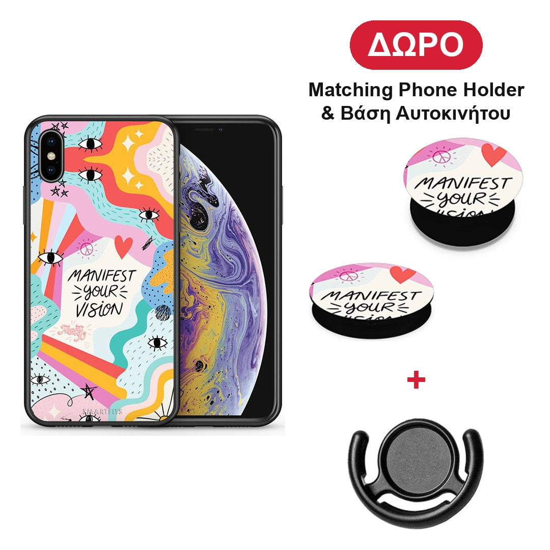 Manifest Your Vision - iPhone X / Xs θήκη + Δώρο Phone Holder & Βάση Αυτοκινήτου