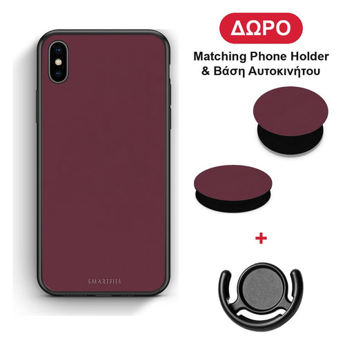 Muted Burgundy - iPhone X / Xs θήκη + Δώρο Phone Holder & Βάση Αυτοκινήτου